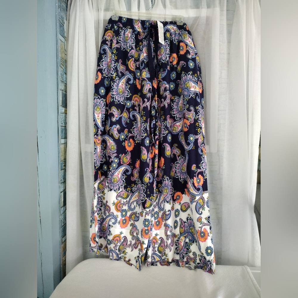 Roaman Paisley Wide Leg Pillazo Pants Plus Size 28W